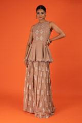 Ambi Print Peplum Top And Skirt2235 video